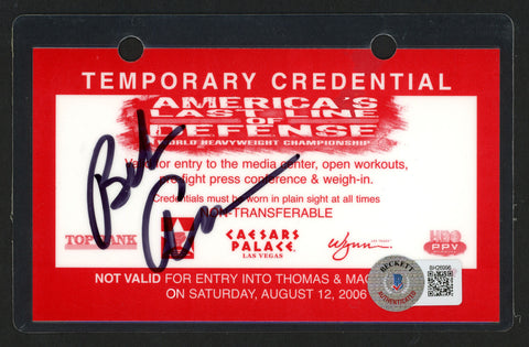 Bob Arum Autographed Credentials Pass Promoter (Laminated) Beckett QR #BH26996