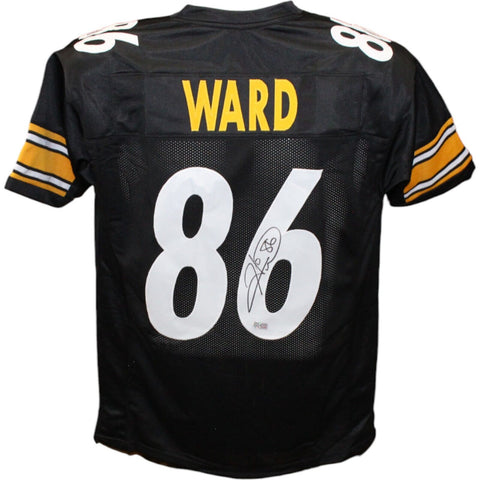 Hines Ward Autographed/Signed Pro Style Black Jersey TRI 43447