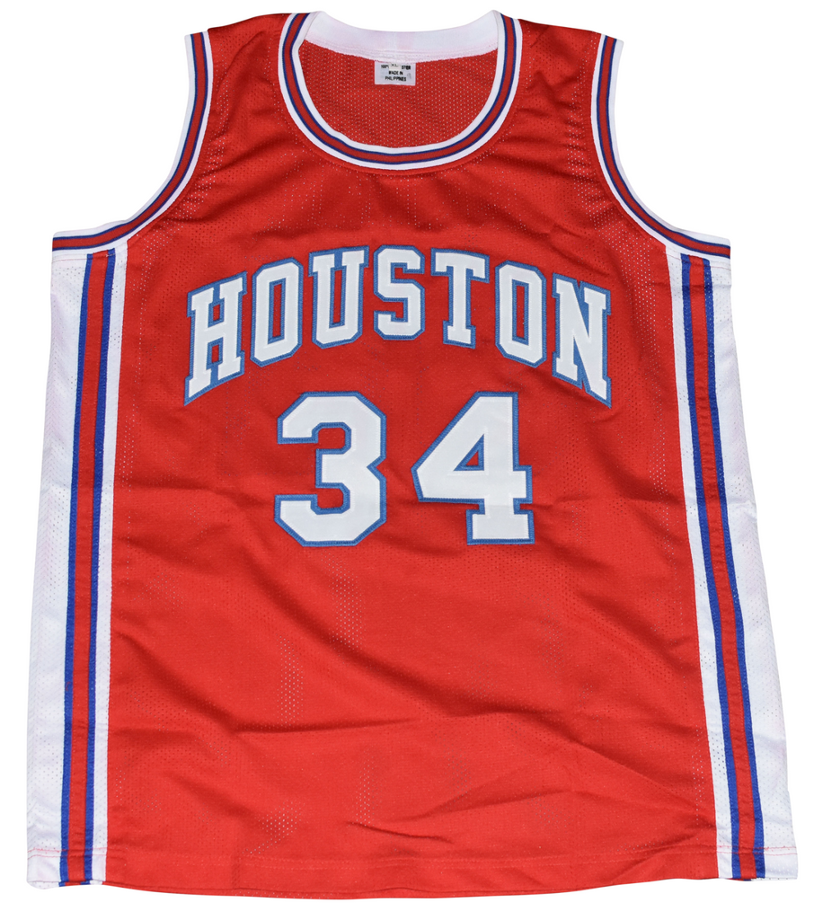 HAKEEM OLAJUWON SIGNED HOUSTON COUGARS #34 RED BASKETBALL JERSEY