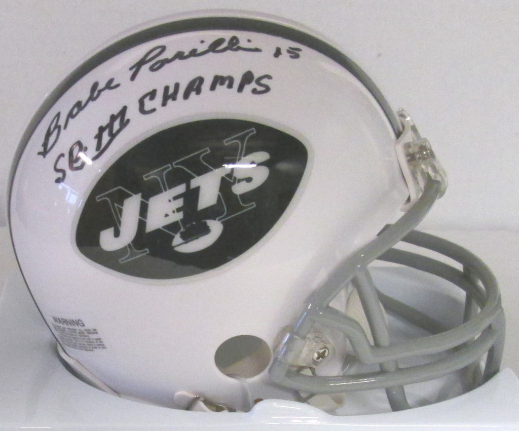 babe parilli football helmet Jets BABE PARILLI (d) Signed Throwback Mini Helmet AUTO