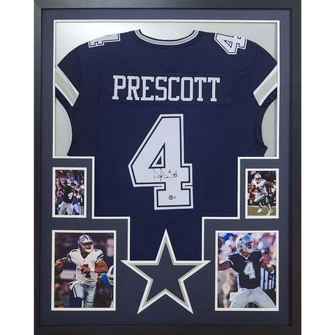 Dak Prescott Autographed Signed Framed Dallas Cowboys Jersey BECKETT