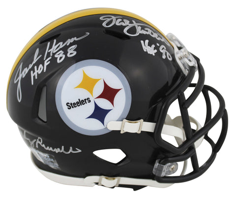 Steelers LBs (3) Ham, Lambert & Russell Signed Speed Mini Helmet BAS W #W628586