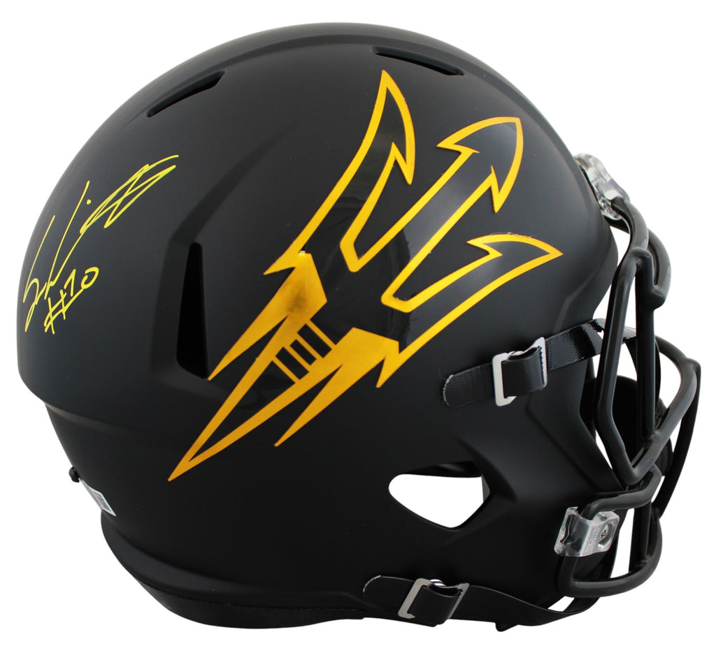 collegiate motorcycle helmets Arizona State Sam Leavitt Signed Black Full Size Speed Rep Helmet BAS – Super Sports Center