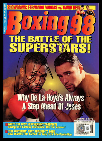 Roy Jones Jr. & Oscar De La Hoya Autographed Boxing 98 Magazine Beckett BH26916