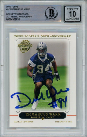 Demarcus Ware Signed Cowboys 2005 Topps #375 Beckett Auto 10 40702