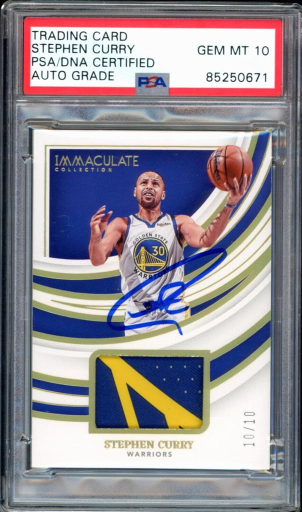 steph curry graded card 2021-22 Panini Immaculate Patch #/10 Stephen Curry PSA/DNA Auto GEM MI – Super Sports Center