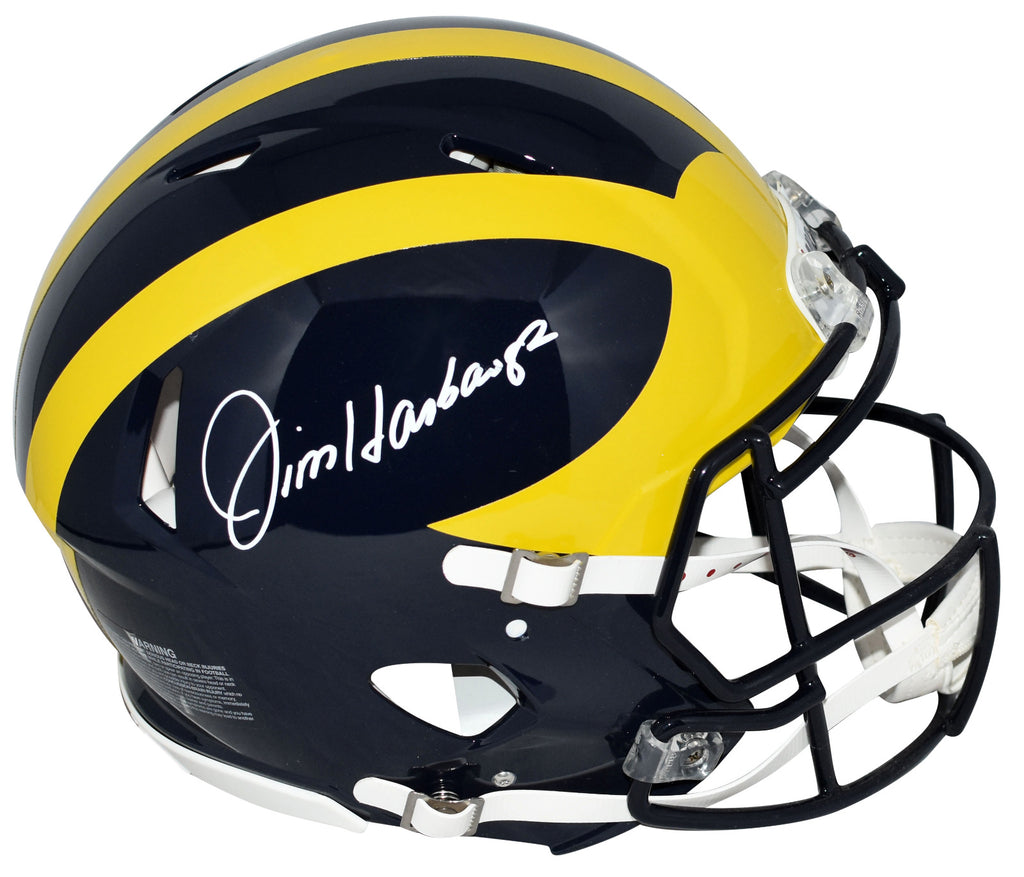JIM HARBAUGH AUTOGRAPHED MICHIGAN WOLVERINES AUTHENTIC SPEED HELMET JS – Super Sports Center