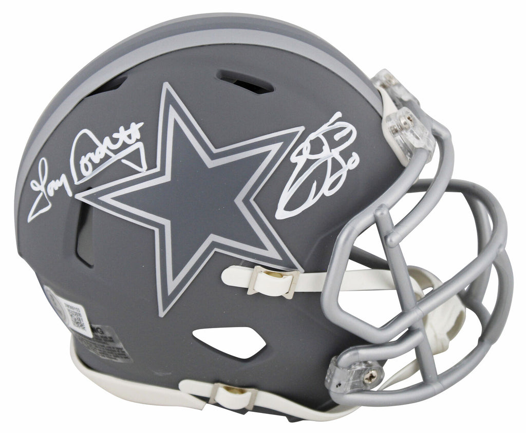 Cowboys Emmitt Smith & Tony Dorsett Signed Slate Speed Mini Helmet BAS – Super Sports Center