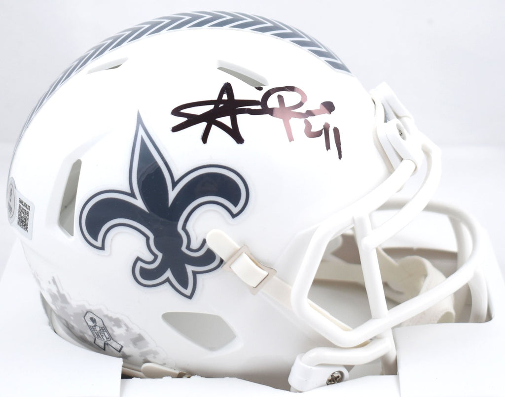 Alvin Kamara Autographed Saints Salute 2024 Speed Mini Helmet-Beckett W Hologram