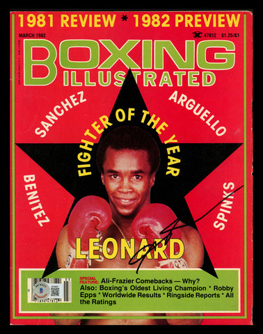 Sugar Ray Leonard Autographed Boxing Illustrated Magazine Beckett QR #BK08897
