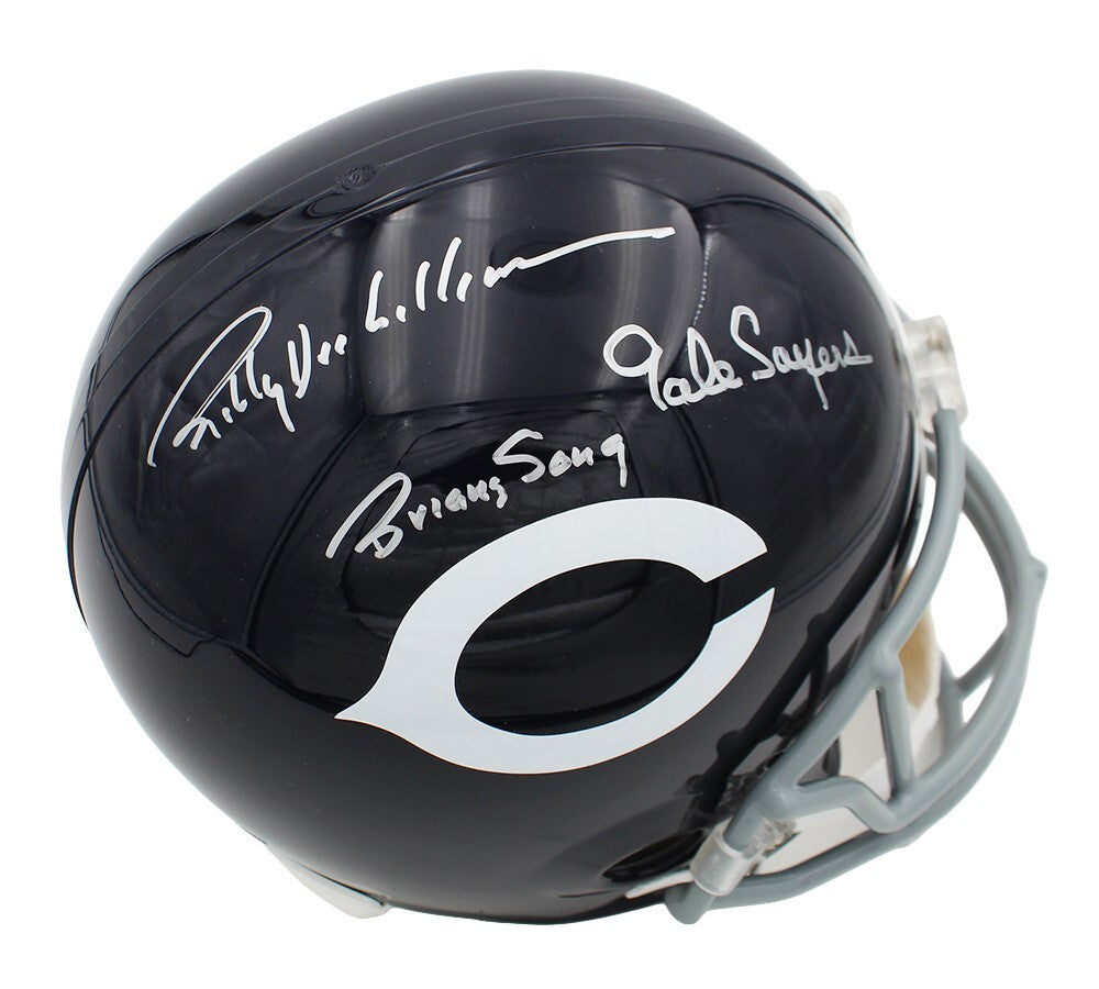 chicago bears throwback football helmet Riddell Speed Display honoring the teams historic past with a cream gloss shell finish Butkus Urlacher & Singletary Signed