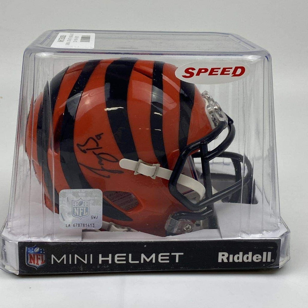 Autographed/Signed Joe Burrow Cincinnati Bengals Mini Helmet Fanatics