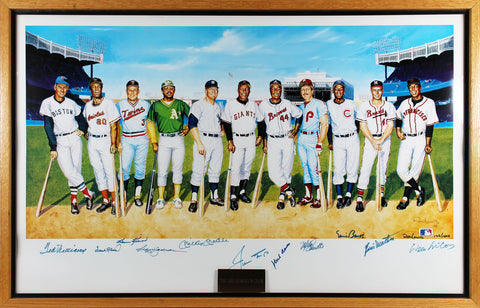 500 HR Club (12) Aaron, Williams, Mantle +9 Signed & Framed 23.5x38 Litho BAS