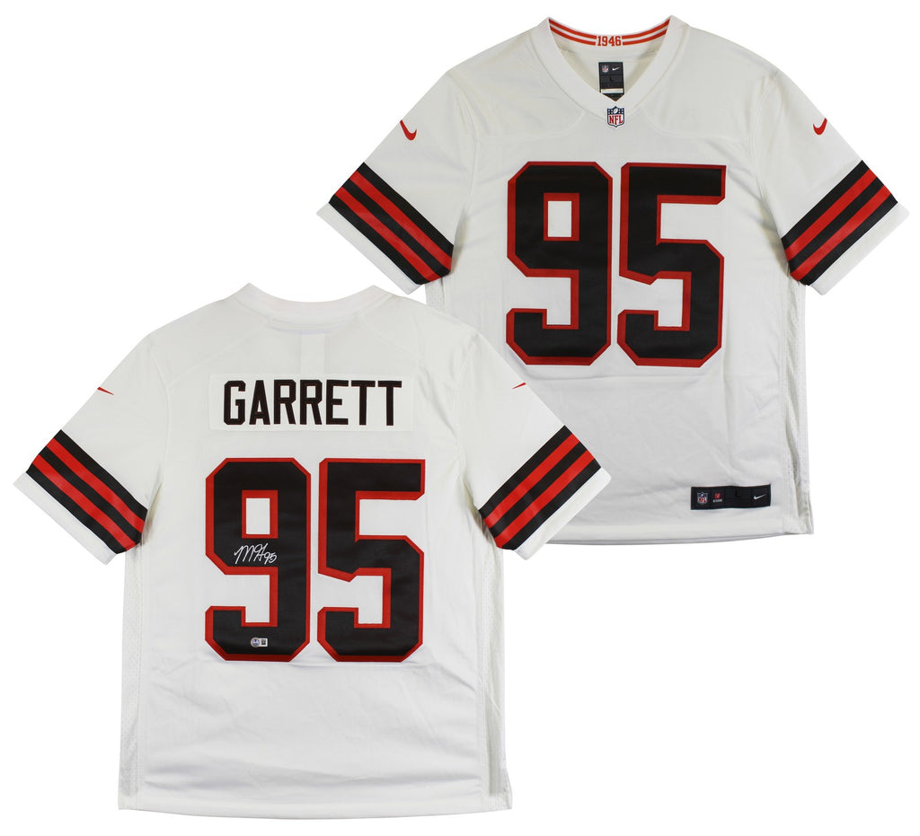 Browns Myles Garrett Authentic Signed White Nike Limited Jersey