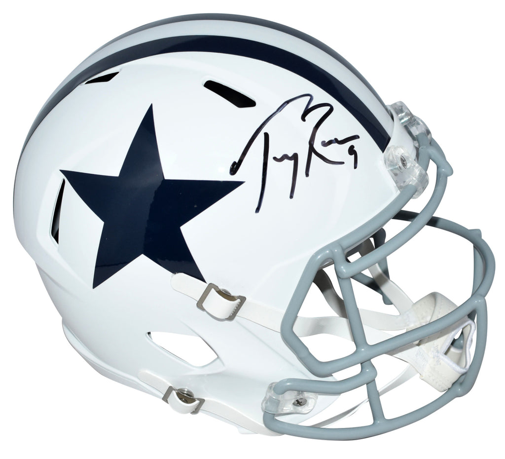 TONY ROMO AUTOGRAPHED DALLAS COWBOYS WHITE FULL SIZE SPEED HELMET BECK – Super Sports Center