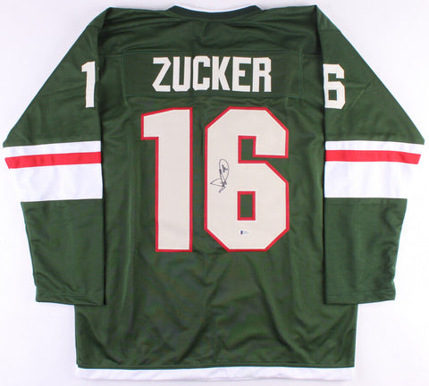 Jason Zucker Signed Wild Jersey (Beckett COA) 59th Overall pick 2010 NHL Draft