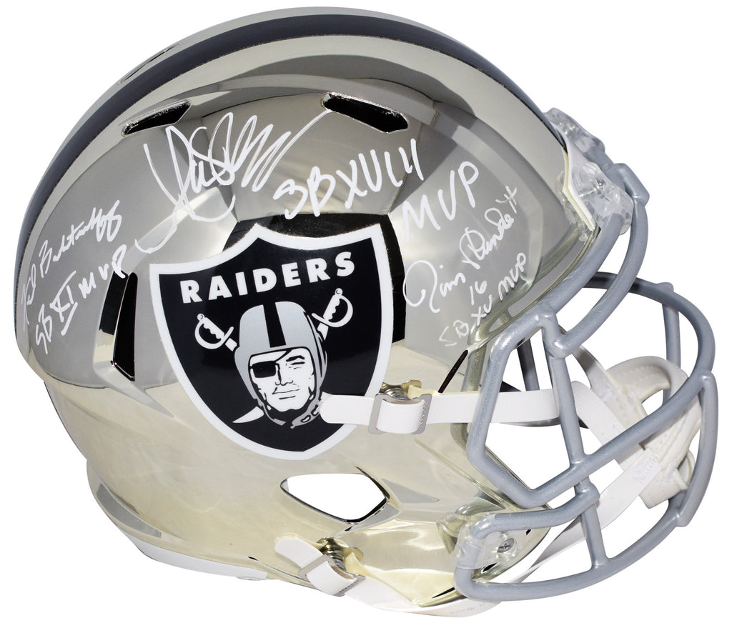 MARCUS ALLEN JIM PLUNKETT FRED BILETNIKOFF SIGNED OAKLAND RAIDERS CHRO – Super Sports Center