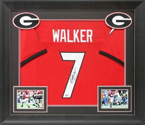 Georgia Quay Walker Authentic Signed Red Pro Style Framed Jersey BAS Witnessed