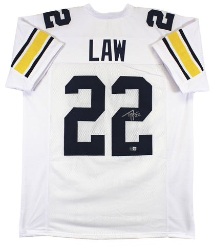 Michigan Ty Law Authentic Signed White Pro Style Jersey BAS Witnessed