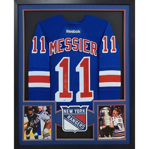 Mark Messier Autographed Signed Framed Blue New York Rangers Jersey FANATICS