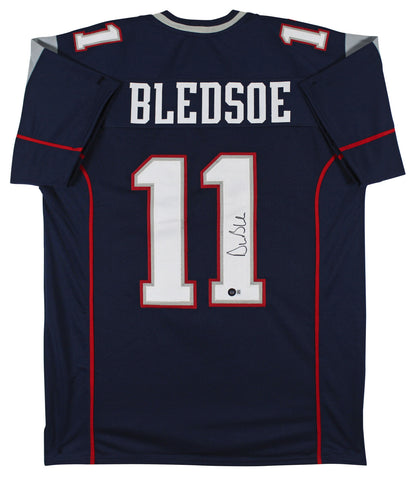 Drew Bledsoe Authentic Signed Navy Blue Pro Style Jersey BAS Witnessed