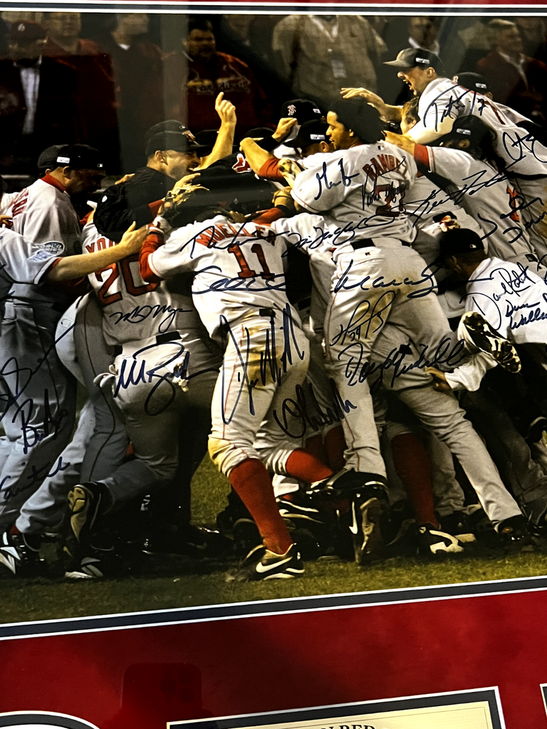 2004 World Series Boston Red Sox Team Signed Auto Photo Framed