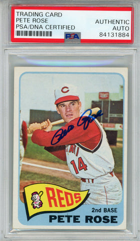 Pete Rose Autographed/Signed 1965 Topps #207 Trading Card PSA Slab 43814