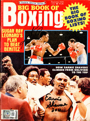 Sugar Ray Leonard & Shavers Autographed Big Book of Boxing Magazine Beckett
