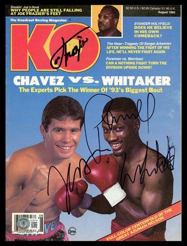 Chavez, Frazier & Whitaker Autographed KO Magazine (Smudged) Beckett