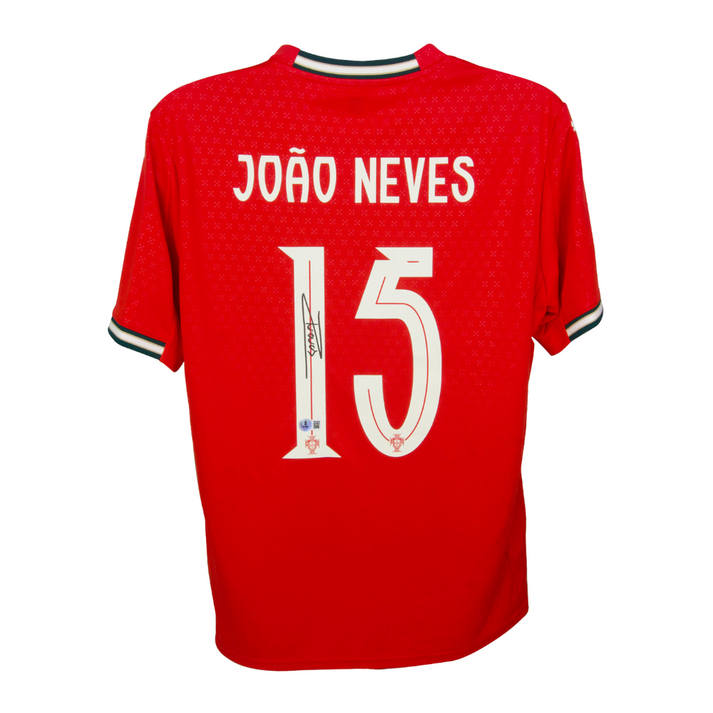 Joao Neves Signed Portugal FC Home Soccer Jersey #15 with Beckett