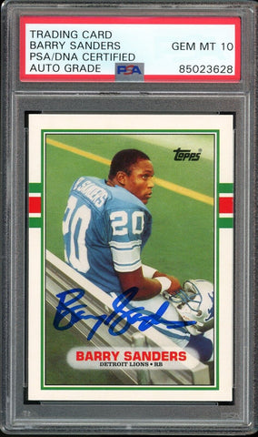 1989 Topps Traded #83T Barry Sanders RC Lions PSA/DNA Auto Grade GEM MINT 10