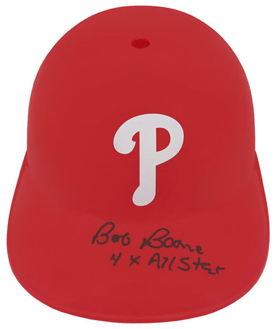 Bob Boone Signed Phillies Souvenir Replica Batting Helmet w/4x All Star (SS COA)