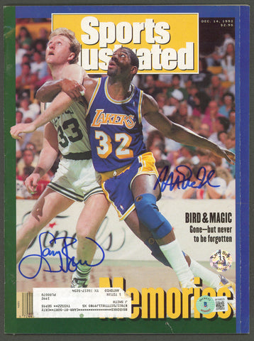 Magic Johnson & Larry Bird Signed 1992 Sports Illustrated Magazine BAS Witnessed