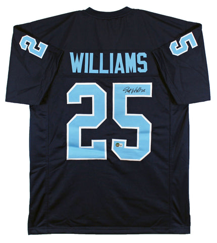 UNC Javonte Williams Signed Navy Blue Pro Style Jersey w/ Blue #s BAS Witnessed