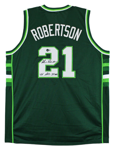 Alvin Robertson "4x All-Star" Authentic Signed Green Pro Style Jersey BAS Wit