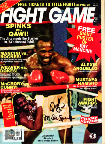 Muhammad Qawi Braxton & Michael Spinks Autographed Fight Game Magazine Beckett