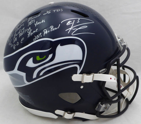 Russell Wilson Autographed Full Size Authentic Helmet Seahawks Stats #3/12 RW
