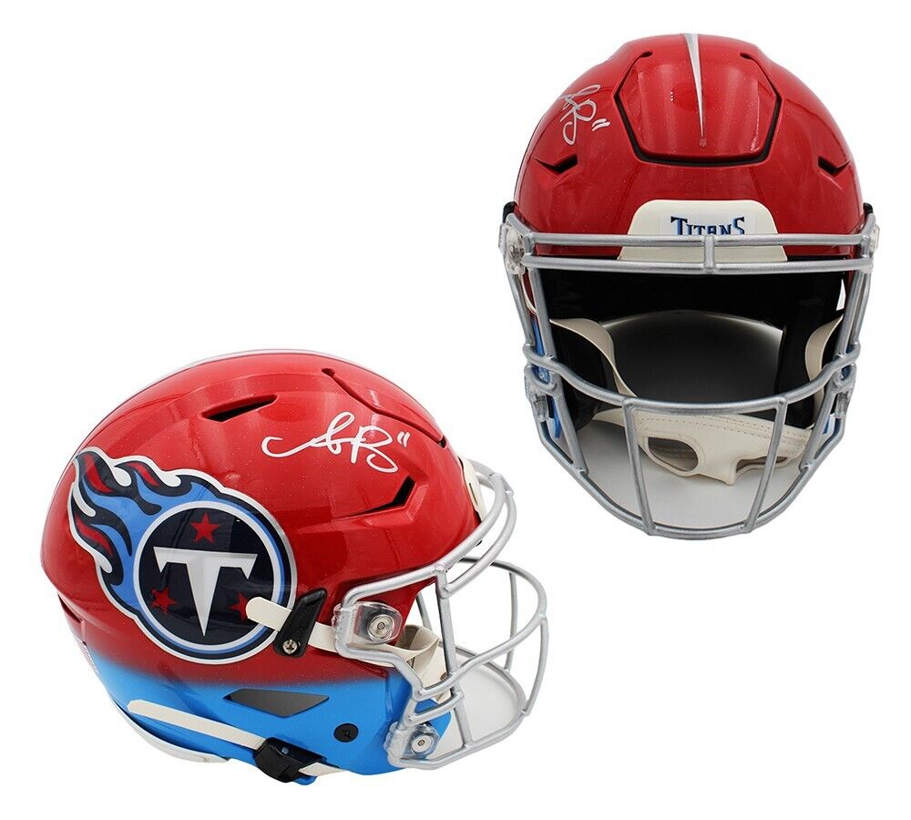 AJ Brown Signed Tennessee Titans Speed Flex Authentic Red/Blue Fade NFL Helmet