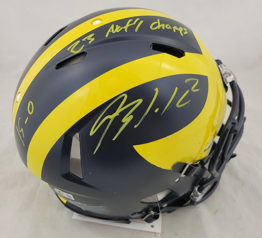bike helmets wolverines Blake Corum Autographed Michigan Wolverines F/S Speed Authentic Helmet – Super Sports Center