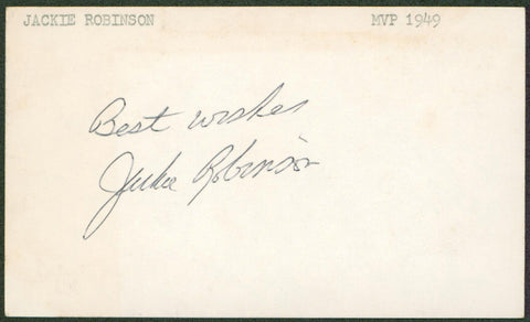 Dodgers Jackie Robinson Best Wishes Authentic Signed 3x5 Index Card JSA #XX48287