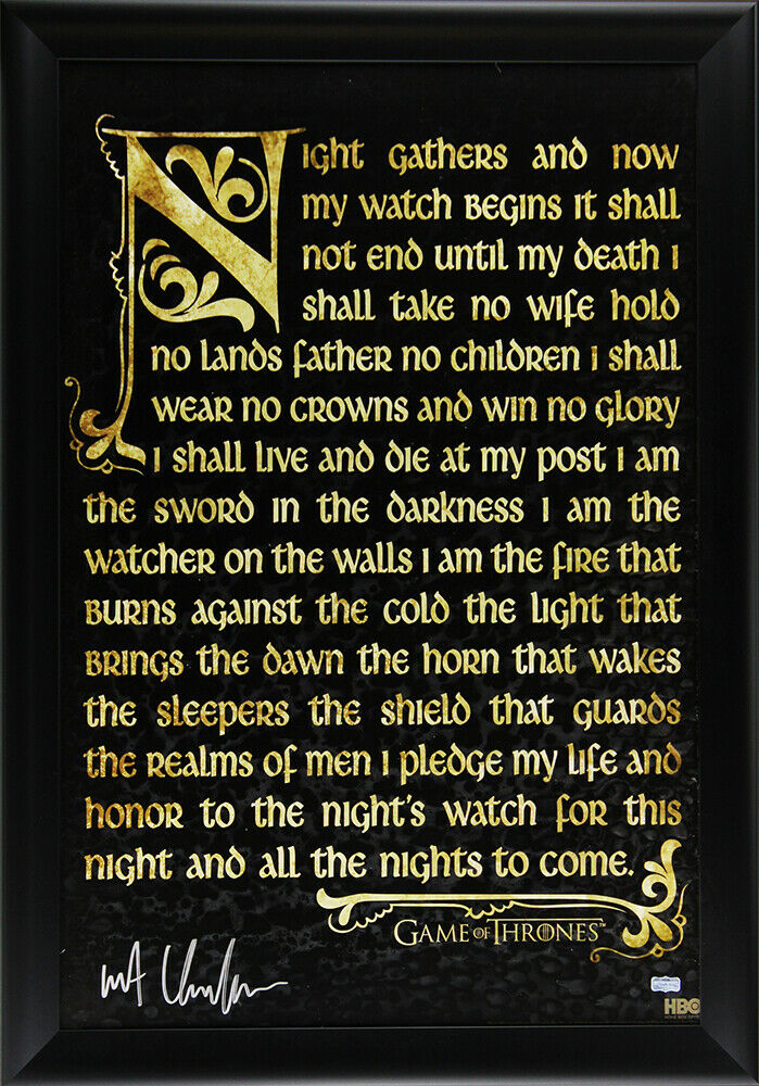 Kit Harington Signed Game of Thrones Night's Watch Oath Framed