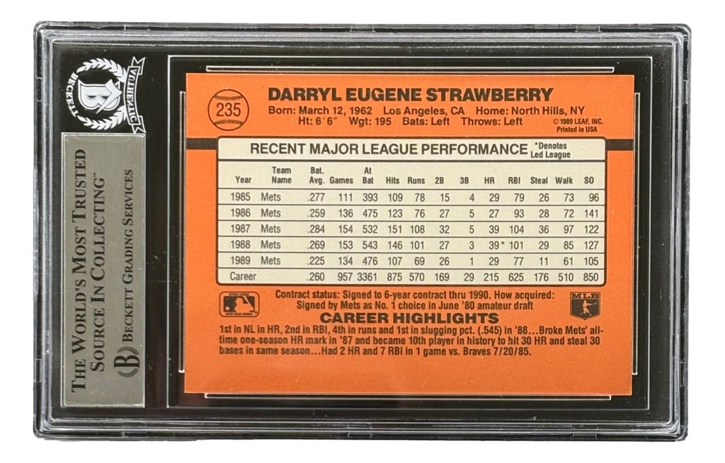 Darryl Strawberry Signed 1990 Donruss #235 New York Mets Trading
