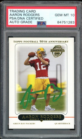 2005 Topps #431 Aaron Rodgers RC Rookie On Card PSA/DNA Auto GEM MINT 10
