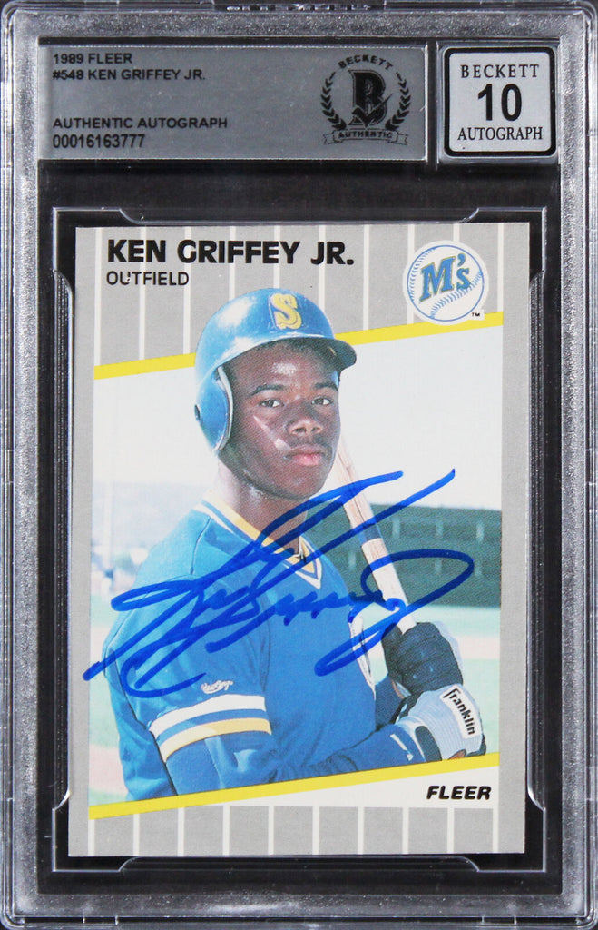 Mariners Ken Griffey Jr. Signed 1989 Fleer #548 Rookie Card Auto 10! B – Super Sports Center
