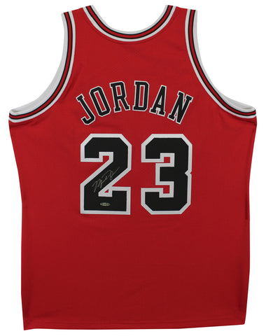 Bulls Michael Jordan Signed Red 1995-96 M&N HWC Authentic Jersey BAS #AC33265