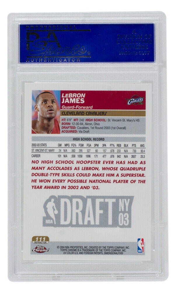 Lebron James 2003 Topps Chrome Refractor #111 Cavaliers Rookie