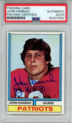 John Hannah Autographed/Signed 1974 Topps #383 Trading Card HOF PSA Slab 43693