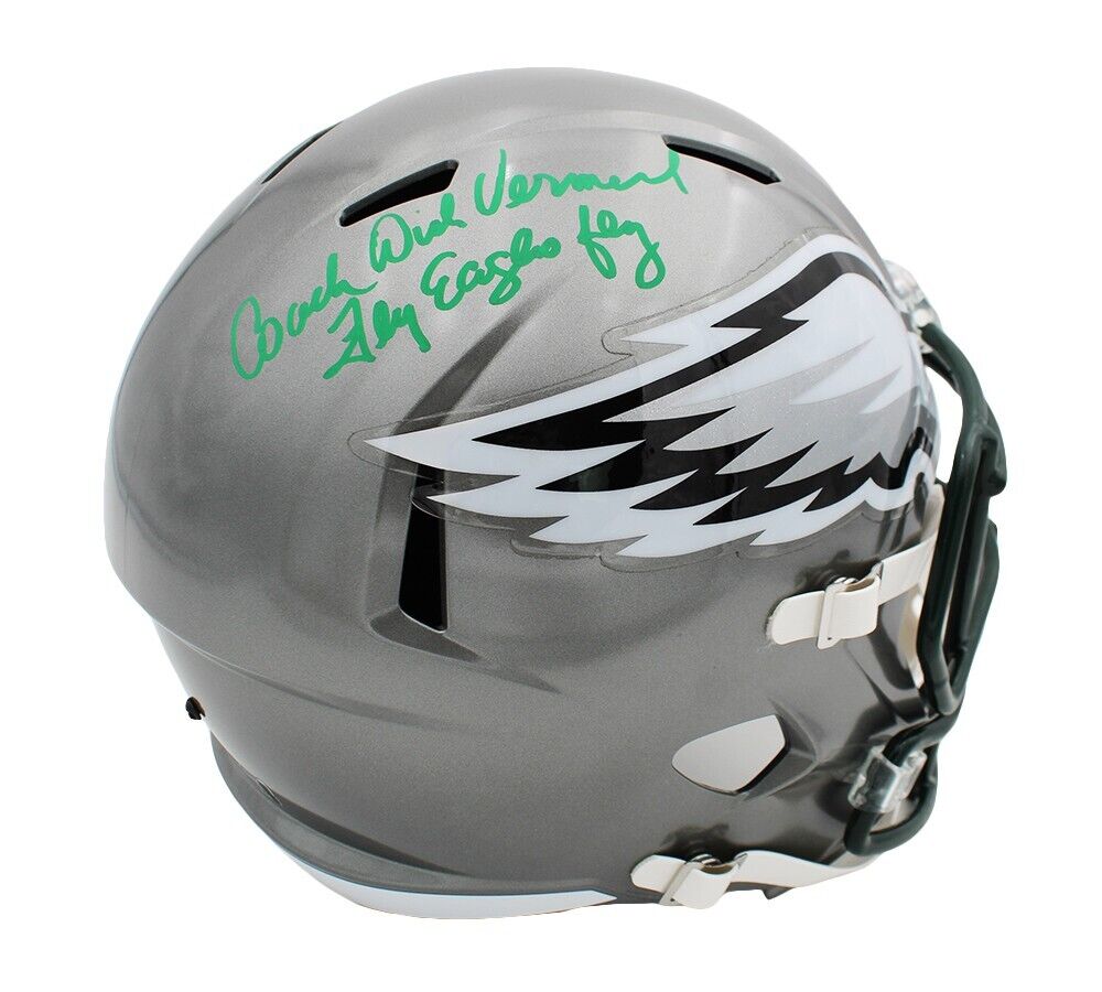 dicks motorcycle helmet Dick Vermeil Signed Philadelphia Eagles Speed Full Size Flash NFL Helm – Super Sports Center