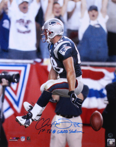 Christian Fauria New England Patriots Signed 16x20 1st TD at Gillette Inscribed