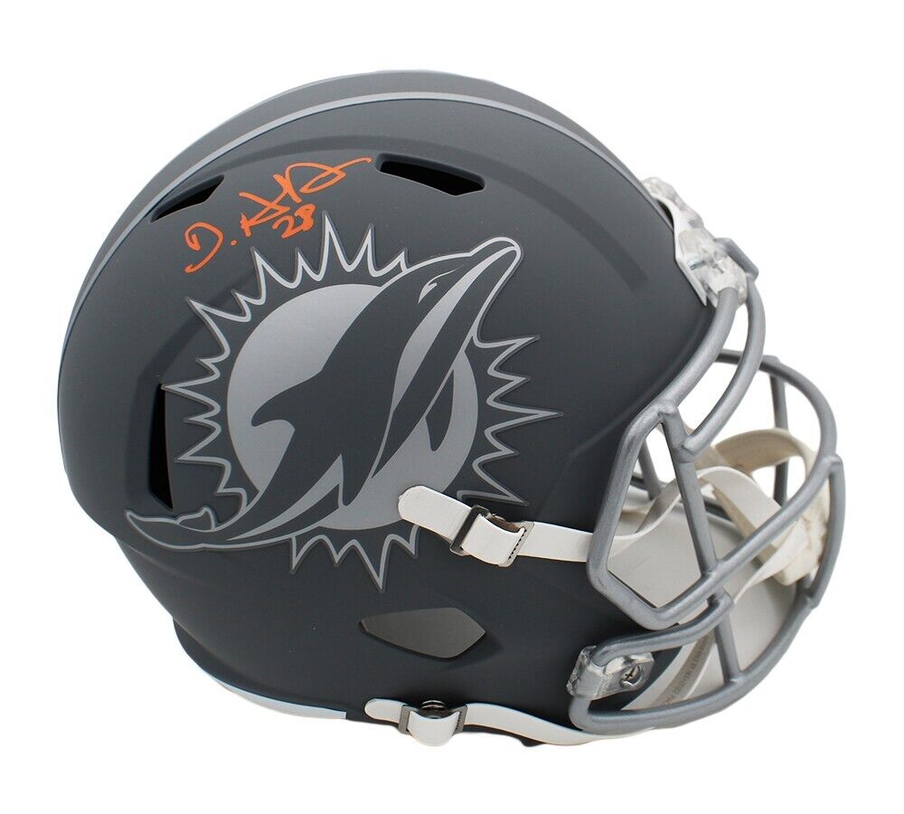 american football helmet si Devon Achane Signed Miami Dolphins Speed Full Size Slate NFL Helmet – Super Sports Center